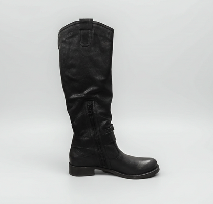 Stivali Cavallerizza Donna NeroGiardini A207991D Vera pelle, Tacco basso, Cerniera Zip, Borchie, Nero