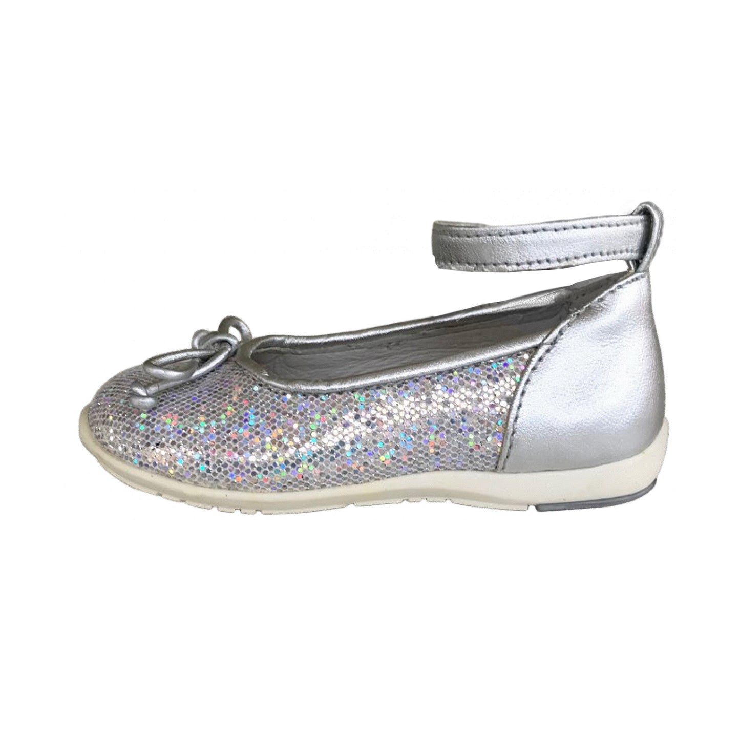 Ballerine Bambina Primigi 80984 Vera Pelle Argento Laminato Paillettes