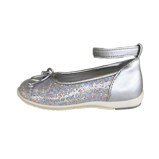 Ballerine Bambina Primigi 80984 Vera Pelle Argento Laminato Paillettes