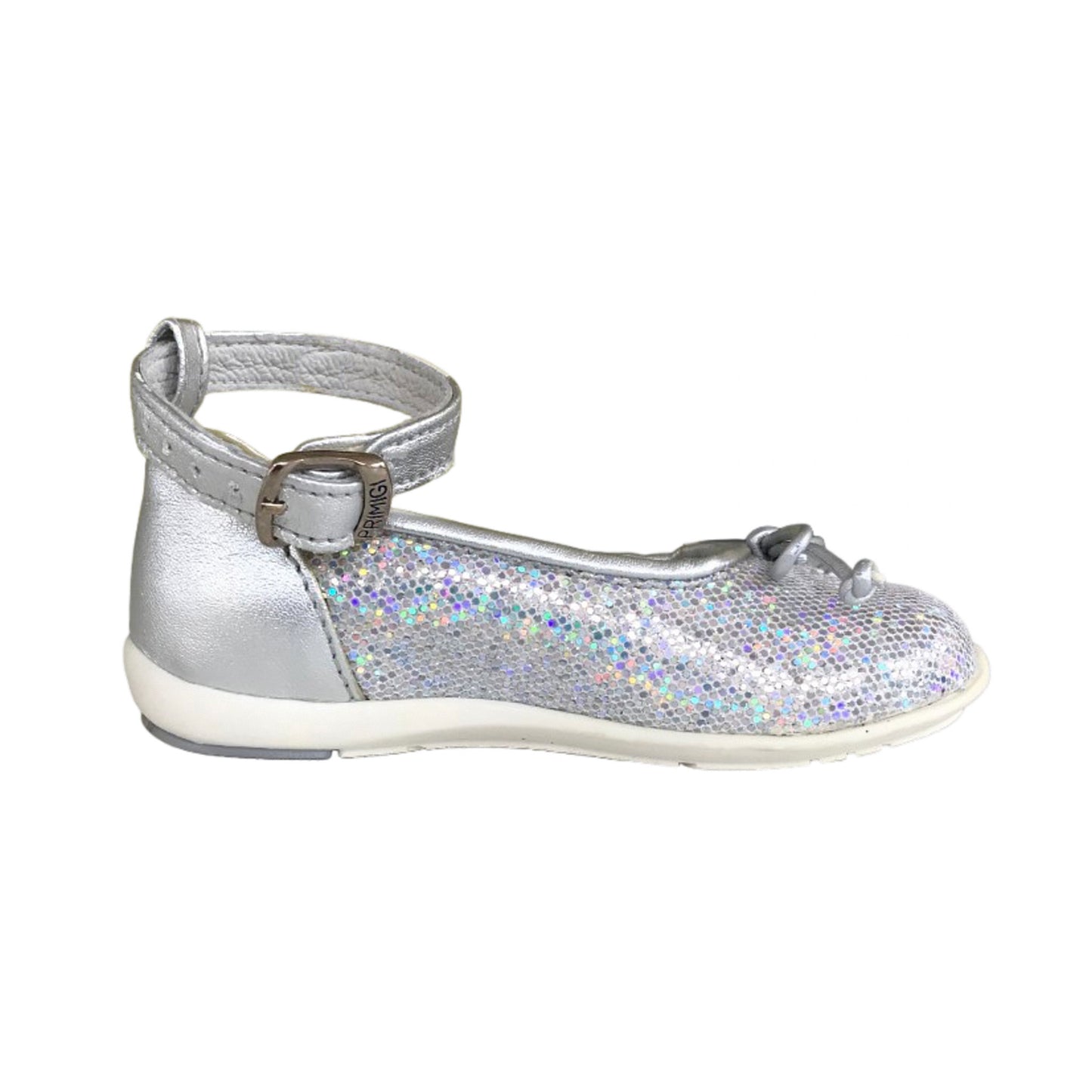 Ballerine Bambina Primigi 80984 Vera Pelle Argento Laminato Paillettes