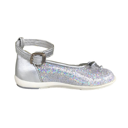 Ballerine Bambina Primigi 80984 Vera Pelle Argento Laminato Paillettes