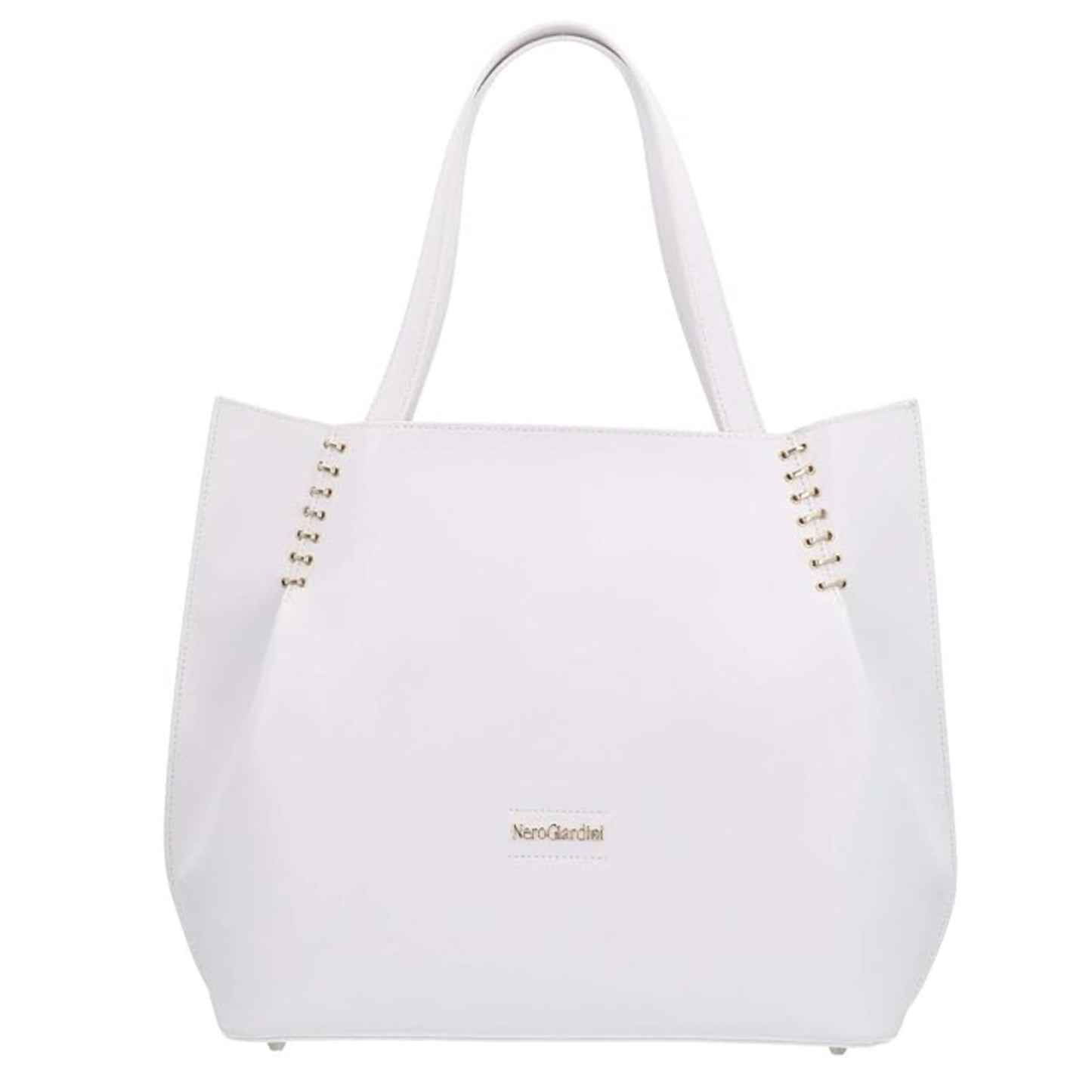 Borsa Donna Nero Giardini P945038D  Shopping Bag Vera Pelle Bianco