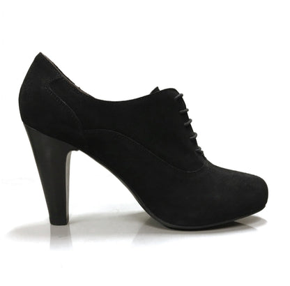 Scarpe Francesine Donna NeroGiardini A005542DE Vera Pelle Scamosciata Nero, Tacco 9.5 cm con Plateau e Lacci