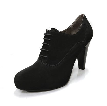 Scarpe Francesine Donna NeroGiardini A005542DE Vera Pelle Scamosciata Nero, Tacco 9.5 cm con Plateau e Lacci