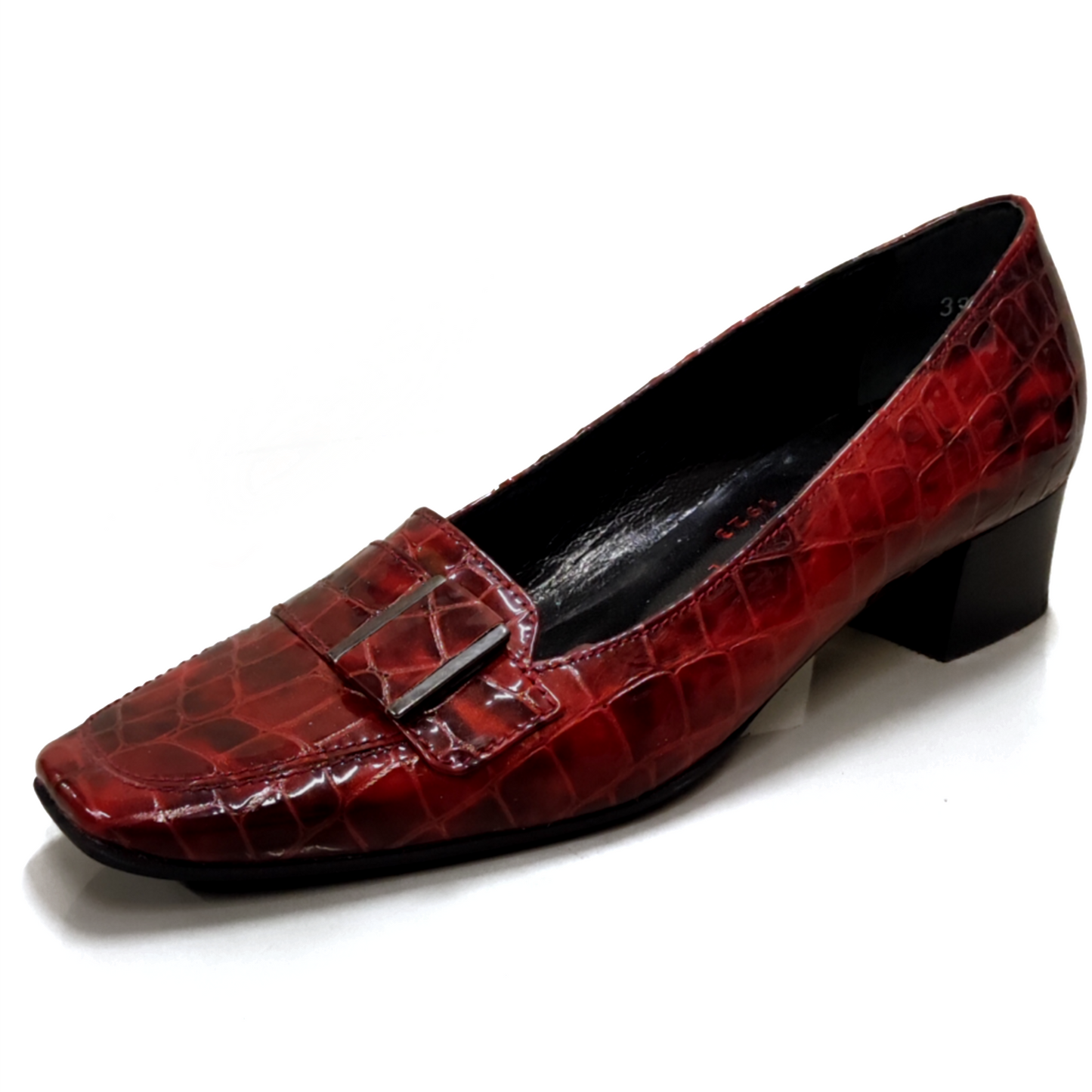 Mocassini Donna ELATA 58570 - Colore Rosso, Tacco 3 cm, Fondo Gomma, Vera Pelle, Vernice Cocco, Ideali per Natale