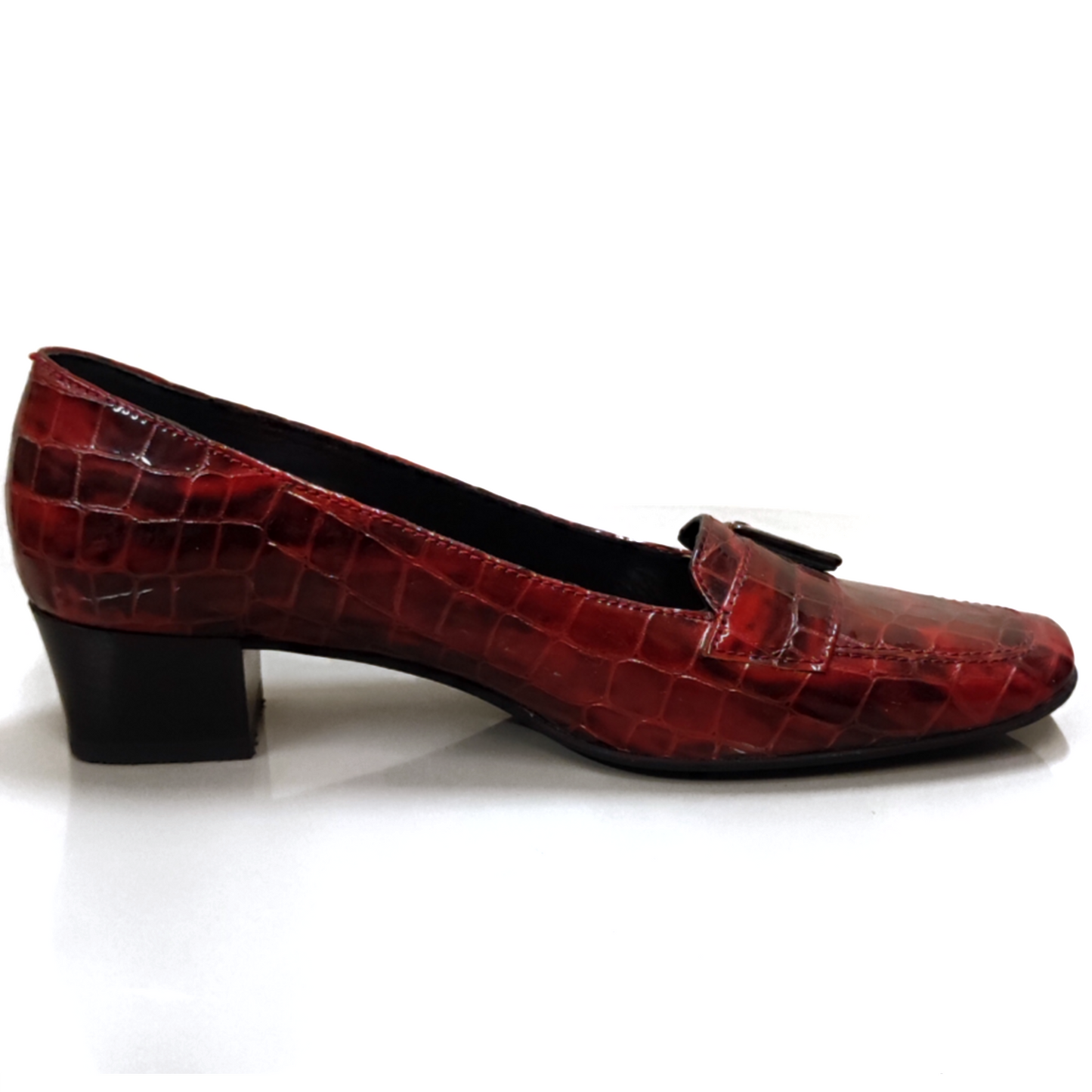Mocassini Donna ELATA 58570 - Colore Rosso, Tacco 3 cm, Fondo Gomma, Vera Pelle, Vernice Cocco, Ideali per Natale
