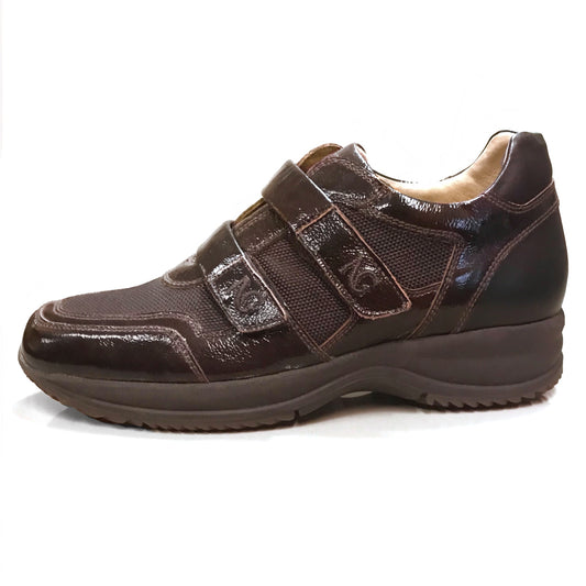 Sneakers Donna NeroGiardini 00117 Marrone Testa di Moro, Vera Pelle con Inserti in Tessuto Impermeabile e Chiusura con Doppio Strappo