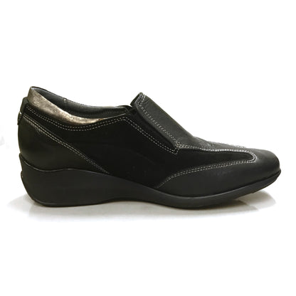 Sneakers Donna Laura Romagnoli 422 in Vera Pelle e Camoscio, Slip On, Elastici Laterali, Zeppa, Comfort, Colore Nero - Numero 36 (EU)