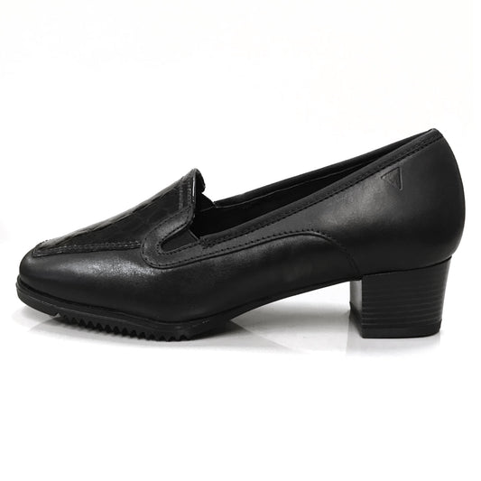 Scarpe Donna Cinzia Soft Art 5398 - Tacco a Blocco 3 cm, Elastici Laterali, Vera Pelle, Vernice in Stampa Cocco Nero