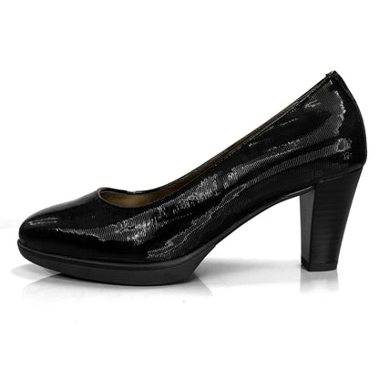 Décolleté Donna NeroGiardini Art A616656DE - Tacco 6 cm con Plateau, Vera Pelle, Vernice Rigatino, Colore Nero