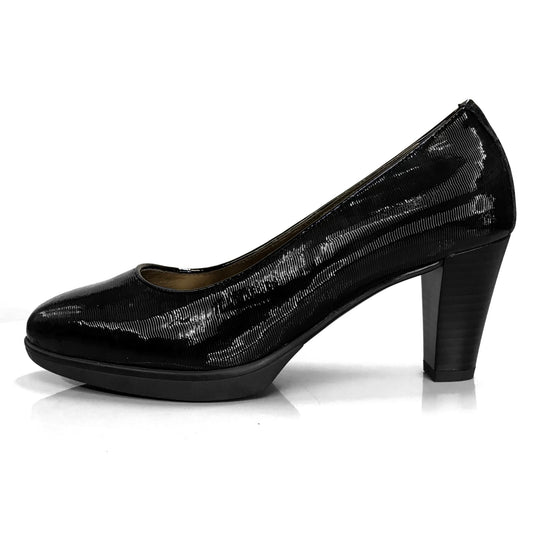 Décolleté Donna NeroGiardini Art A616656DE - Tacco 6 cm con Plateau, Vera Pelle, Vernice Rigatino, Colore Nero