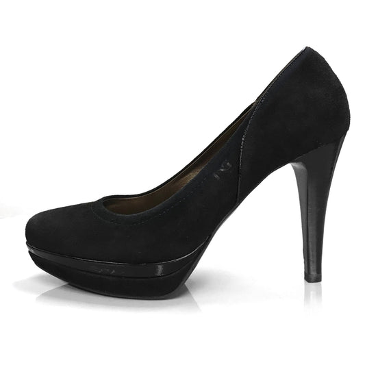 Dècolletè Donna NeroGiardini A1069030DE - Tacco 10 cm con Plateau, Vera Pelle di Camoscio Nero - Numero 38