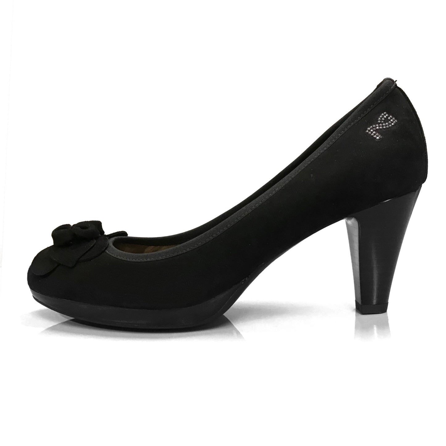 Dècolletè Donna NeroGiardini A208080D Tacco 7 cm con Plateau, Fiore apllicato, Camoscio Nero