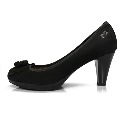 Dècolletè Donna NeroGiardini A208080D Tacco 7 cm con Plateau, Fiore apllicato, Camoscio Nero