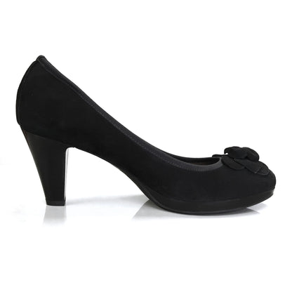 Dècolletè Donna NeroGiardini A208080D Tacco 7 cm con Plateau, Fiore apllicato, Camoscio Nero