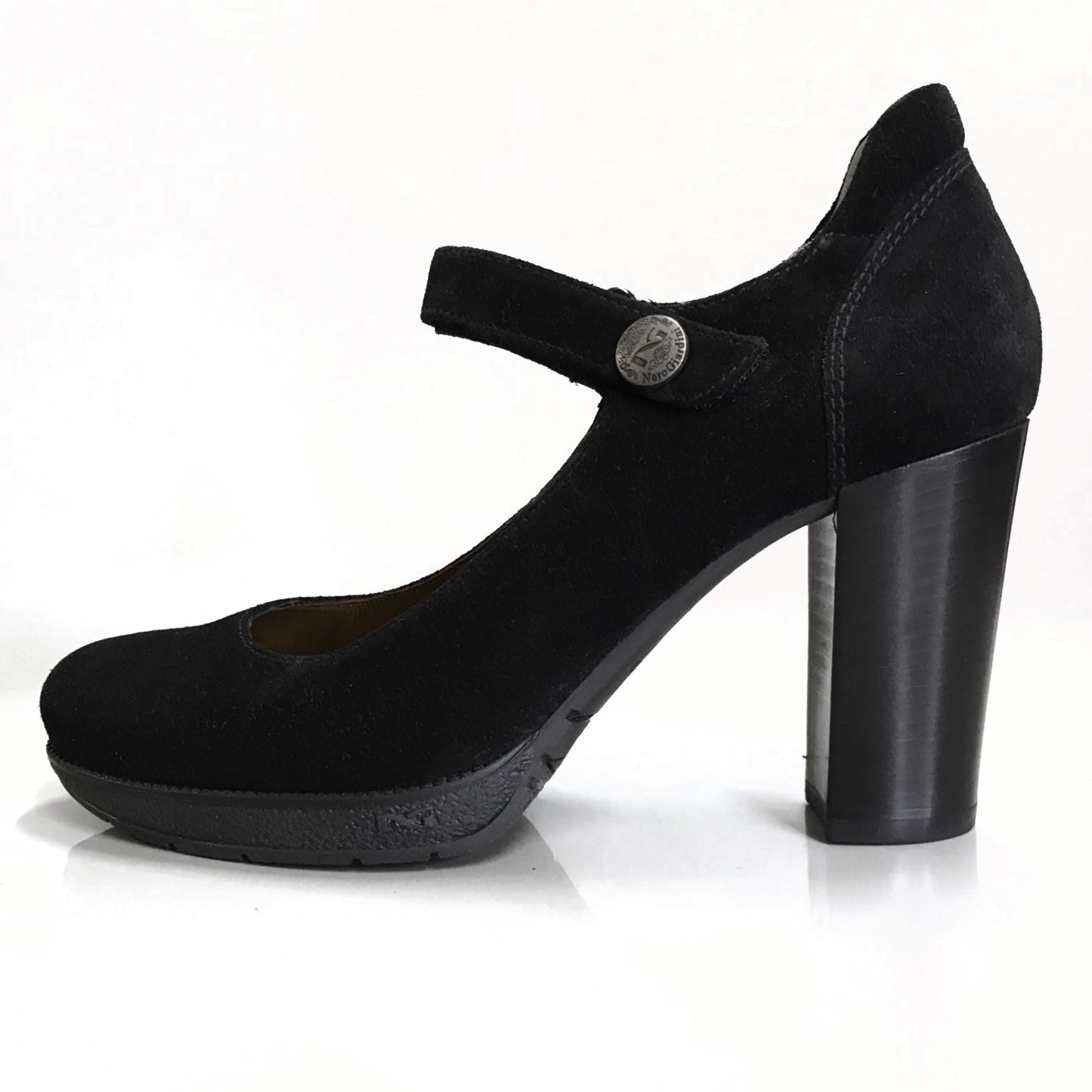 Dècolletè NeroGiardini A005200D Donna - Tacco a Blocco 9 cm con Plateau, Stile Mary Jane, Cinturino, Nero - Numero 38 (EU)