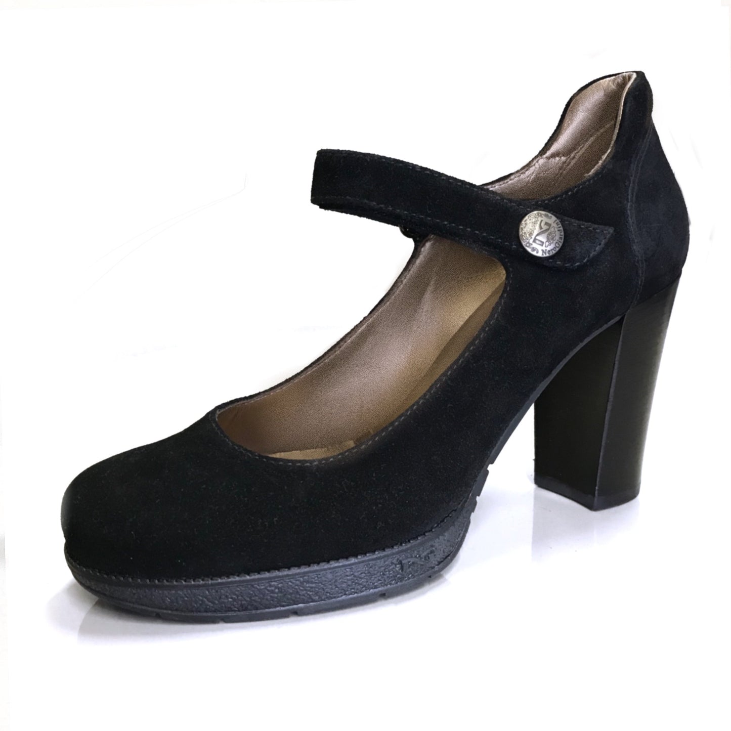 Dècolletè NeroGiardini A005200D Donna - Tacco a Blocco 9 cm con Plateau, Stile Mary Jane, Cinturino, Nero - Numero 38 (EU)