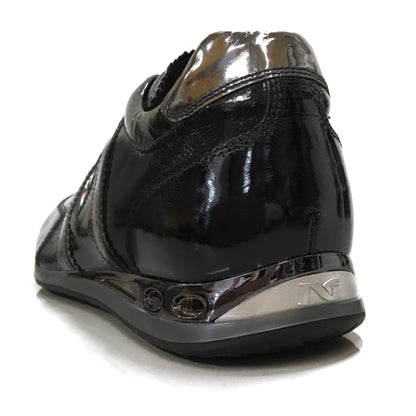 Sneakers Uomo NeroGiardini A907912 in Vera Pelle e Vernice, con Inserti Specchiati, Lacci, Colore Nero - Numero 43
