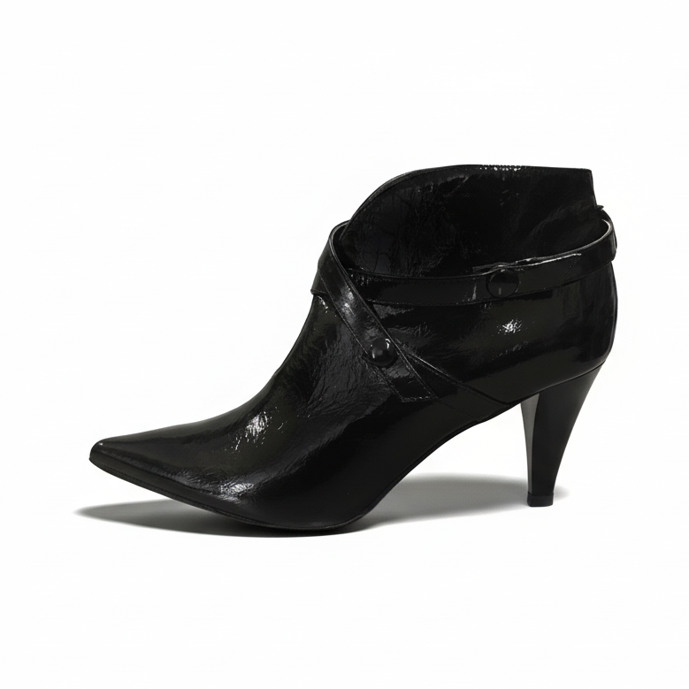Tronchetti Eleganti Donna NeroGiardini 617E, Pelle Naplak, Vernice Nero, Chiusura Automatica