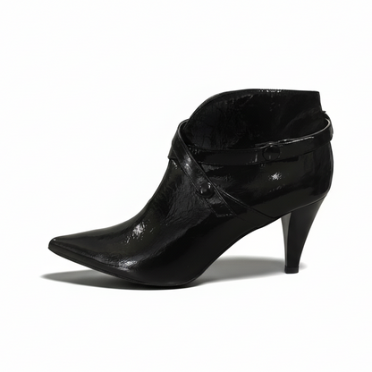 Tronchetti Eleganti Donna NeroGiardini 617E, Pelle Naplak, Vernice Nero, Chiusura Automatica