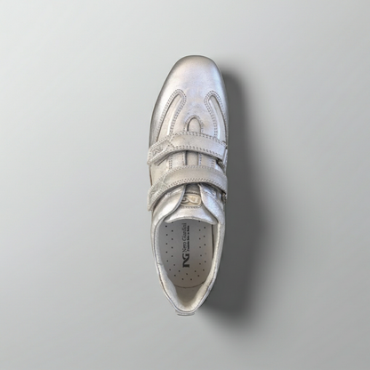 Sneakers con strap NeroGiardini 00286 VeraPelle Monogram Argento