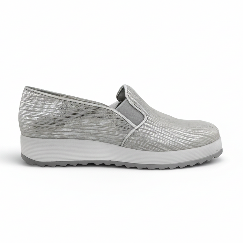 Sneakers Donna Cinzia Soft 25581 Argento con Elastici Laterali - 39 (EU)