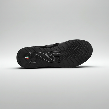 Sneakers A907919 in Vera Pelle Naplak, Pelle Scamosciata, chiusura triplo strappo, Nero 40/41x2/42/43