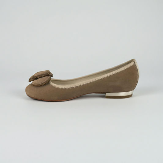 Ballerine Donna NeroGiardini P106020D Tacco Basso specchiato Vera Pelle Castoro Beige