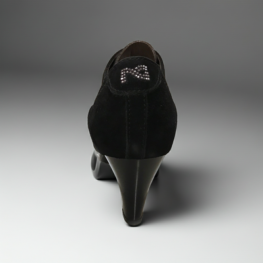 Scarpe Francesine Donna NeroGiardini A207801D Pelle Scamosciata, Nero, Tacco 7 cm con Plateau, Lacci - Numero 37 (EU)