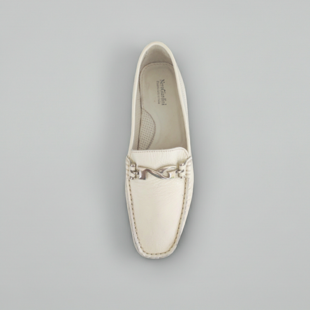Mocassini Donna NeroGiardini 10002 Naplak Vernice Bianco, 37 EU