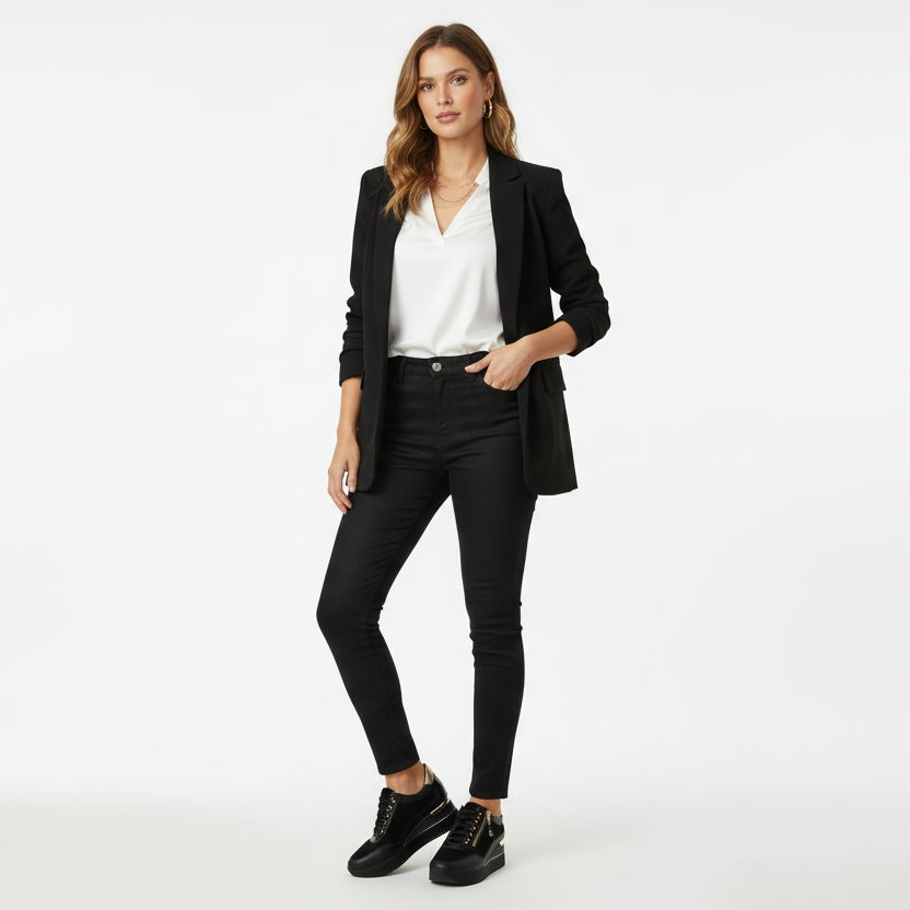 Sneakers Donna Cinzia Soft IV2522440 Nero, Lacci e Zip, Vera Pelle, Pelle Scamosciata Nabuk, dettagli oro
