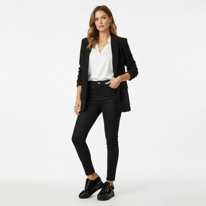 Sneakers Donna Cinzia Soft IV2522440 Nero, Lacci e Zip, Vera Pelle, Pelle Scamosciata Nabuk, dettagli oro
