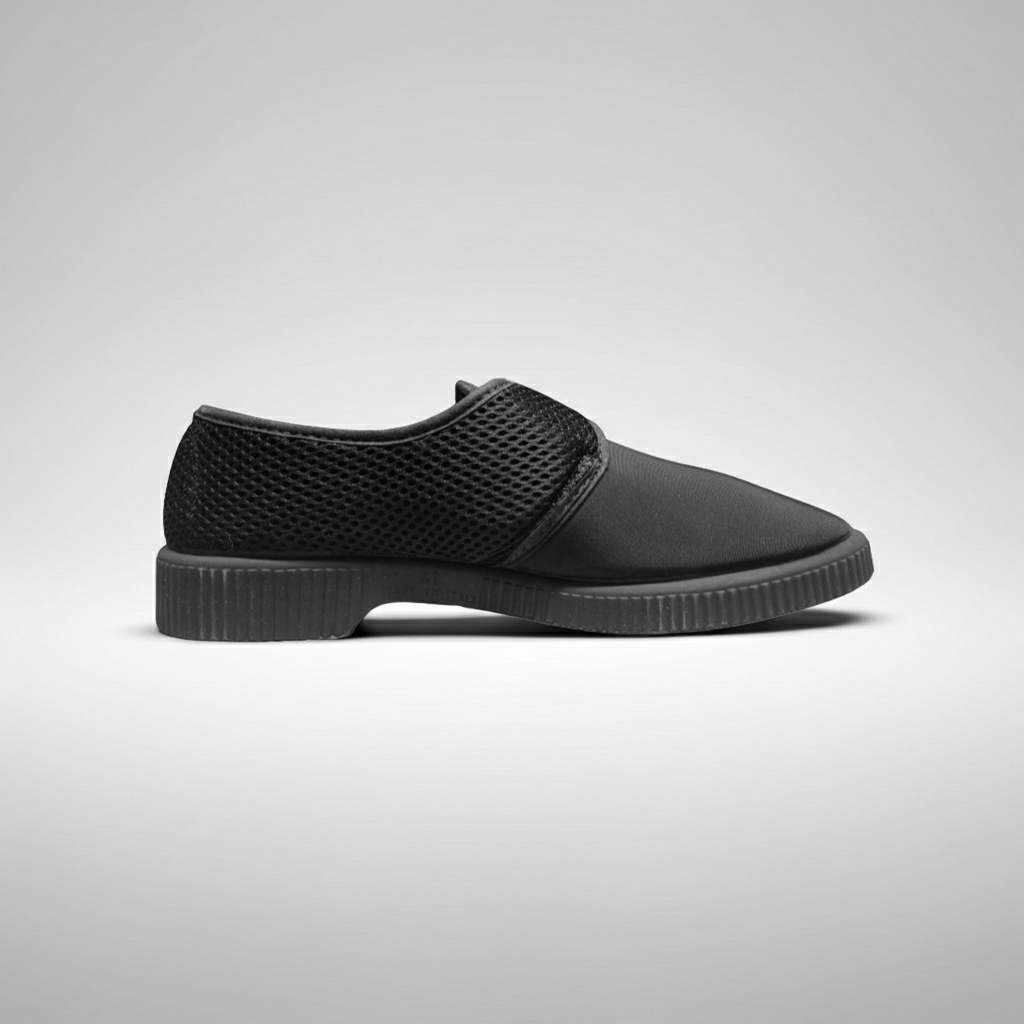 Scarpa Comfort per Riabilitazione, Mauri Moda, Chiusura a Strappo, Plantare Estraibile, Nero