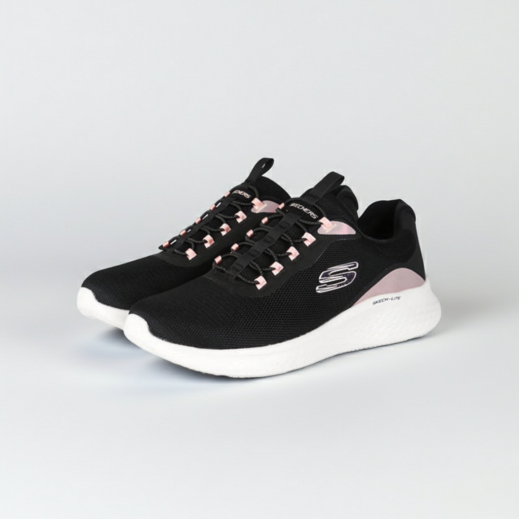 Skechers LITE PRO GLIMMER ME 150041/BKPK Donna, Nero e Rosa, Memory Foam, Senza Lacci