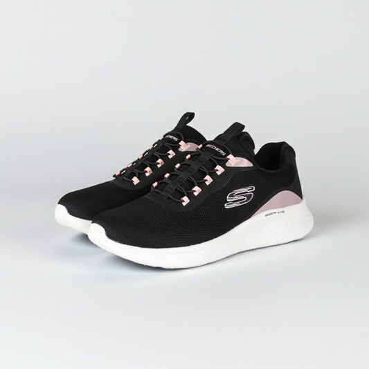 Skechers LITE PRO GLIMMER ME 150041/BKPK Donna, Nero e Rosa, Memory Foam, Senza Lacci
