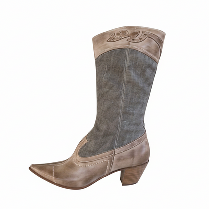 Stivali Texani Donna NeroGiardini 00312 Vera Pelle Beige Tela Tortora, Numero 40 EU