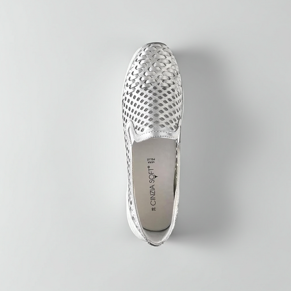 Sneakers Donna Cinzia Soft 8199 Vera Pelle con Plantare Estraibile ed Elastici Laterali - 38 (EU)