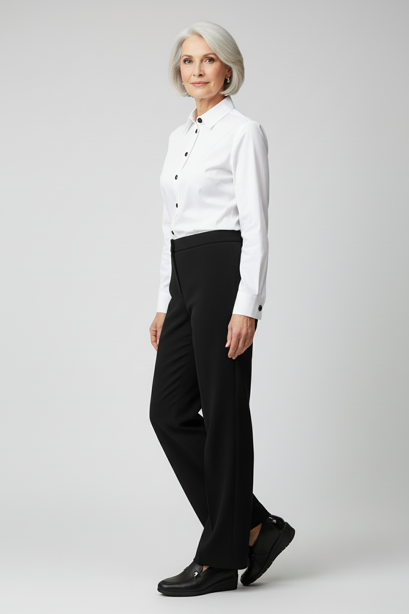 Mocassini Donna Cinzia Soft 7083 - Zeppa Bassa, Elastico Laterale, Vera Pelle, Riporti Vernice Nero