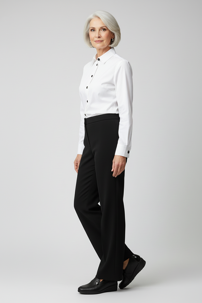 Mocassini Donna Cinzia Soft 7083 - Zeppa Bassa, Elastico Laterale, Vera Pelle, Riporti Vernice Nero