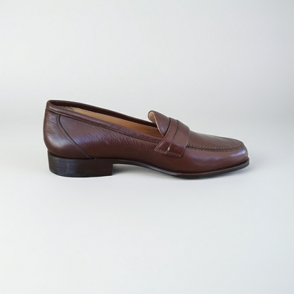 Mocassini Uomo Classici Eleganti Colletti 941 Vera Pelle Testa di moro Fondo Cuoio - 44 EU