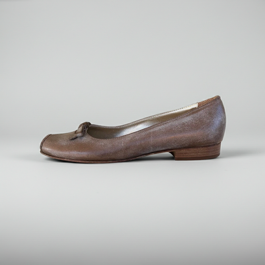 Ballerina con fiocchetto NeroGiardini 00860 Vera Pelle Bronzo metallizzato