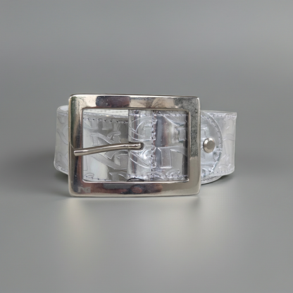 NeroGiardini Cintura monogram Lucida Argento, Vera Pelle