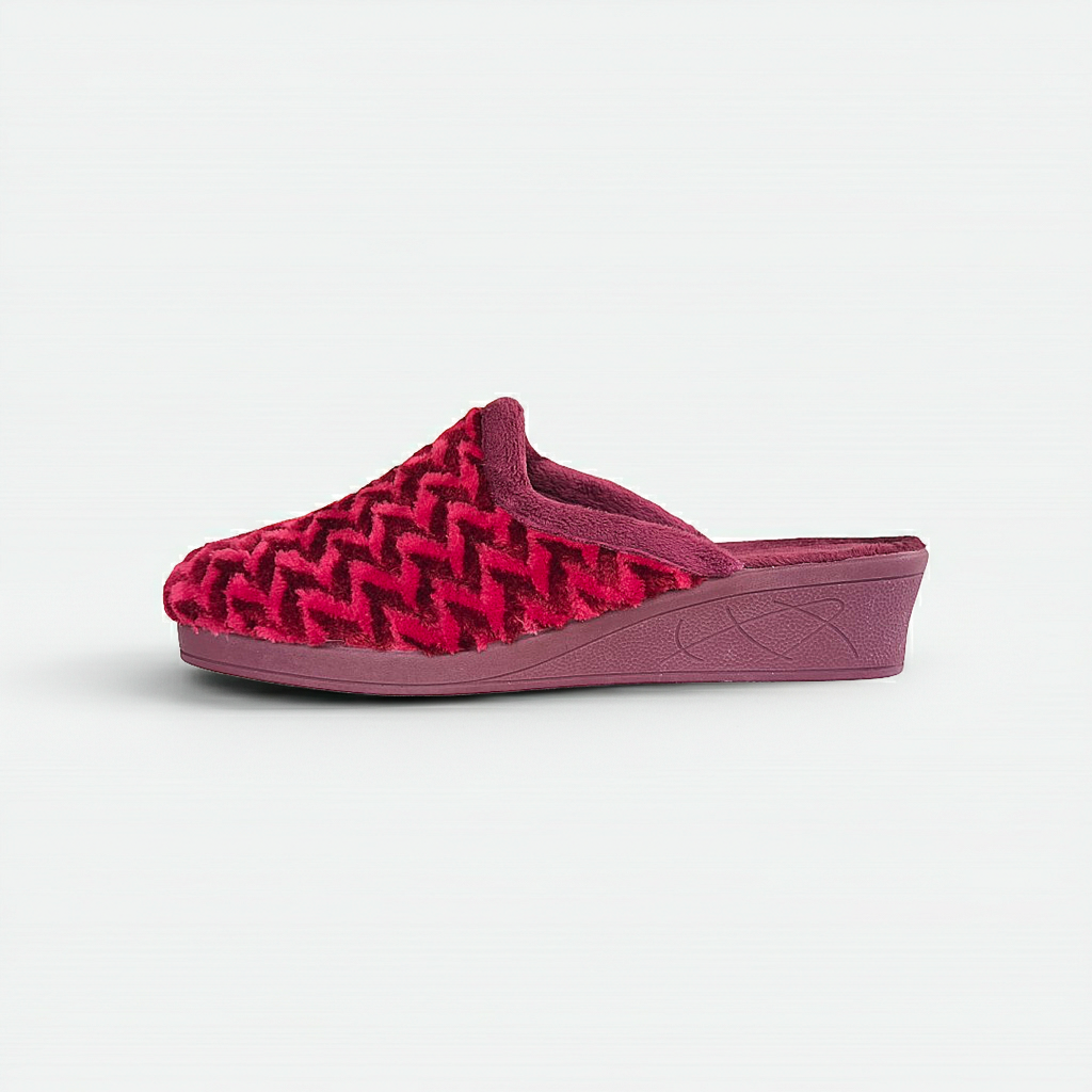 Cinzia Soft ED13018 Pantofole Donna, Velour Bordeaux, Comfort con Suola Ergonomica