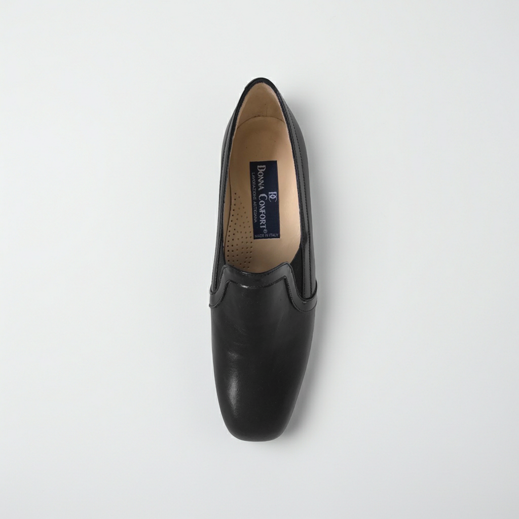 Scarpe chiuse Donna Confort 2576, Vera Pelle Nappa, con Elastici laterali, Nero