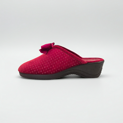 Cinzia Soft IEB152851, Ciabatte Pantofole Donna in Velour Bordeaux con Fiocco e Punti Luce, Comfort