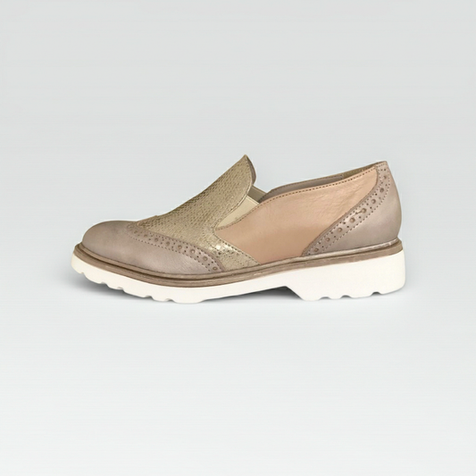 Mocassini PREGUNTA 24804VKR Vera Pelle con Elastici Laterali Champagne