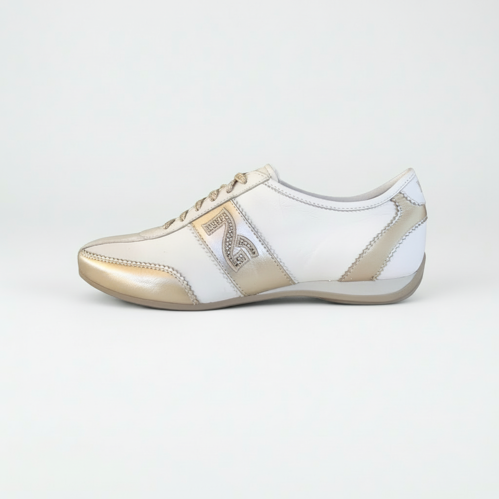 Sneakers Donna NeroGiardini 00275 Vera Pelle Bianco e Oro