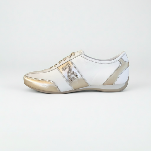 Sneakers Donna NeroGiardini 00275 Vera Pelle Bianco e Oro