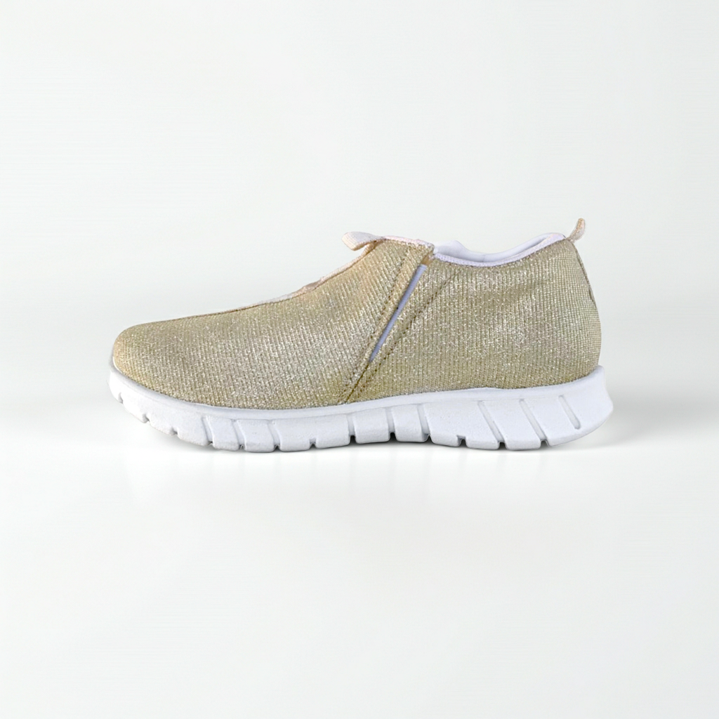 Sneakers Donna PREGUNTA Art 19009 Fondo Gomma Elastici Laterali Tessuto Platino Glitterato n. 39
