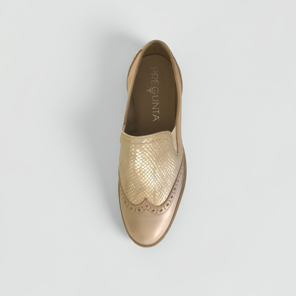 Mocassini PREGUNTA 24804VKR Vera Pelle con Elastici Laterali Champagne
